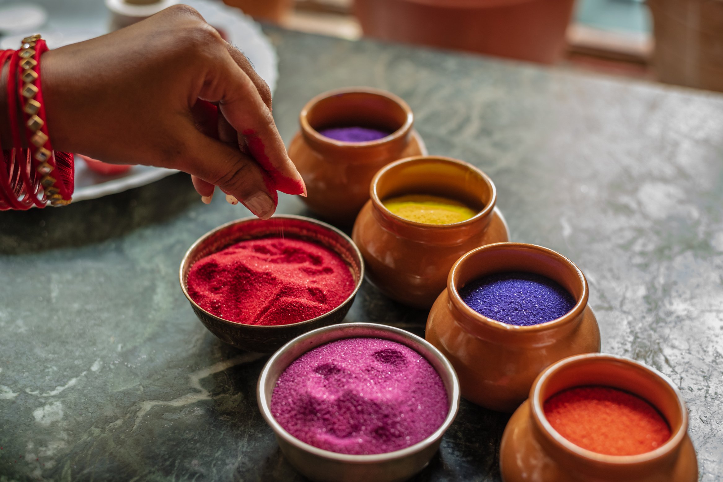 Colorful Rangoli in Bowls