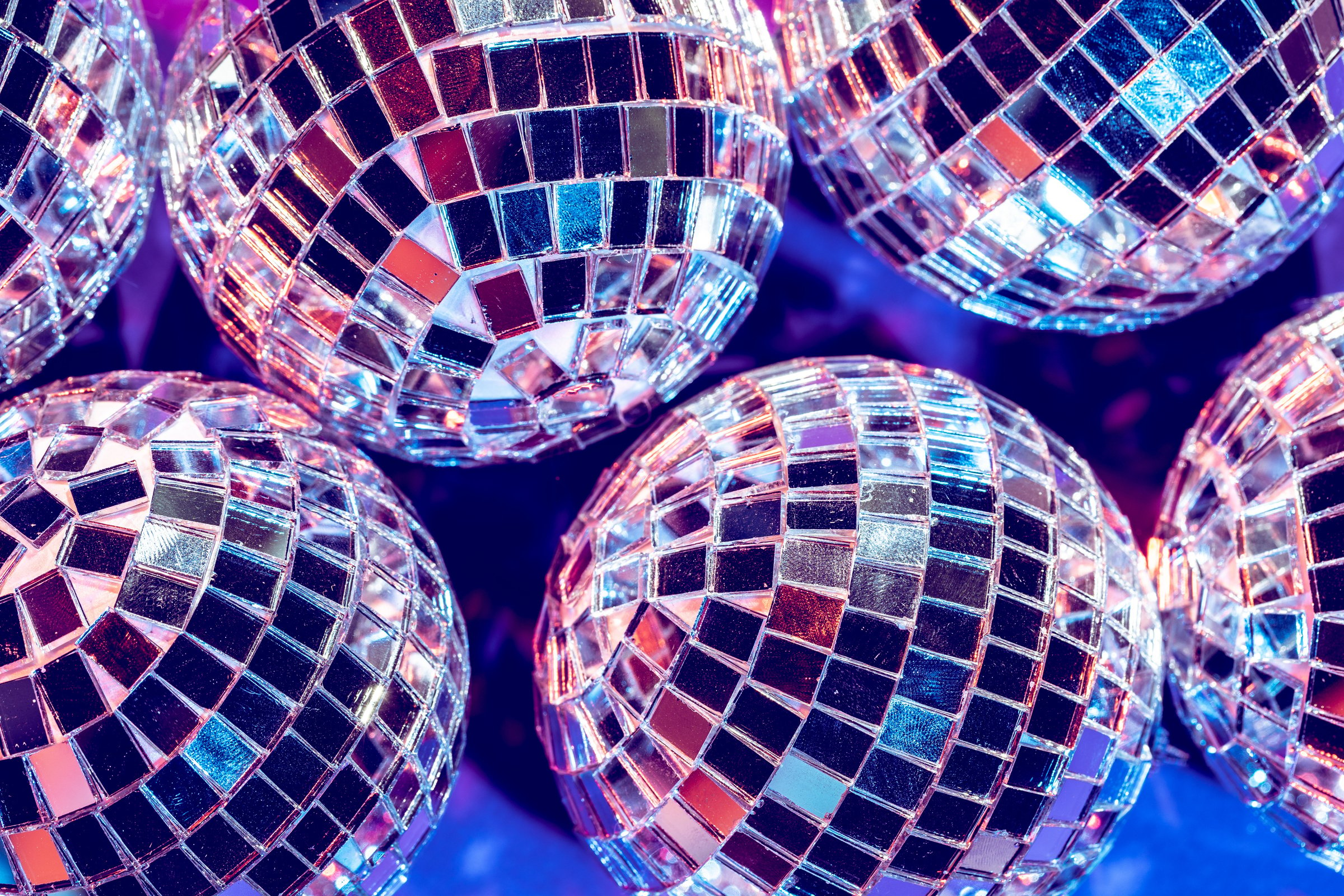 Party lights disco ball close up. Disco concept